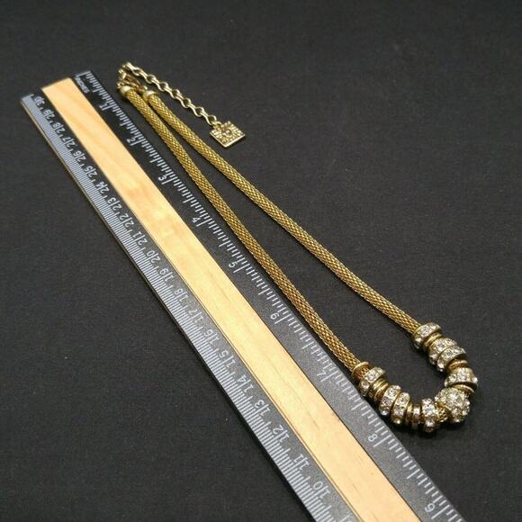 ANNE KLEIN Necklace Gold Tone Metal Mesh Chain, Silver Charms, 19 Inches - Picture 9 of 11